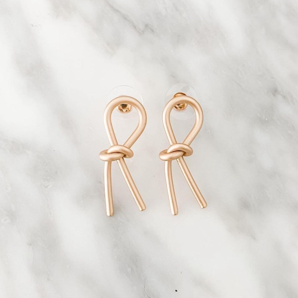 Metal Gold Color Knotted Geometric Fashion Earrings